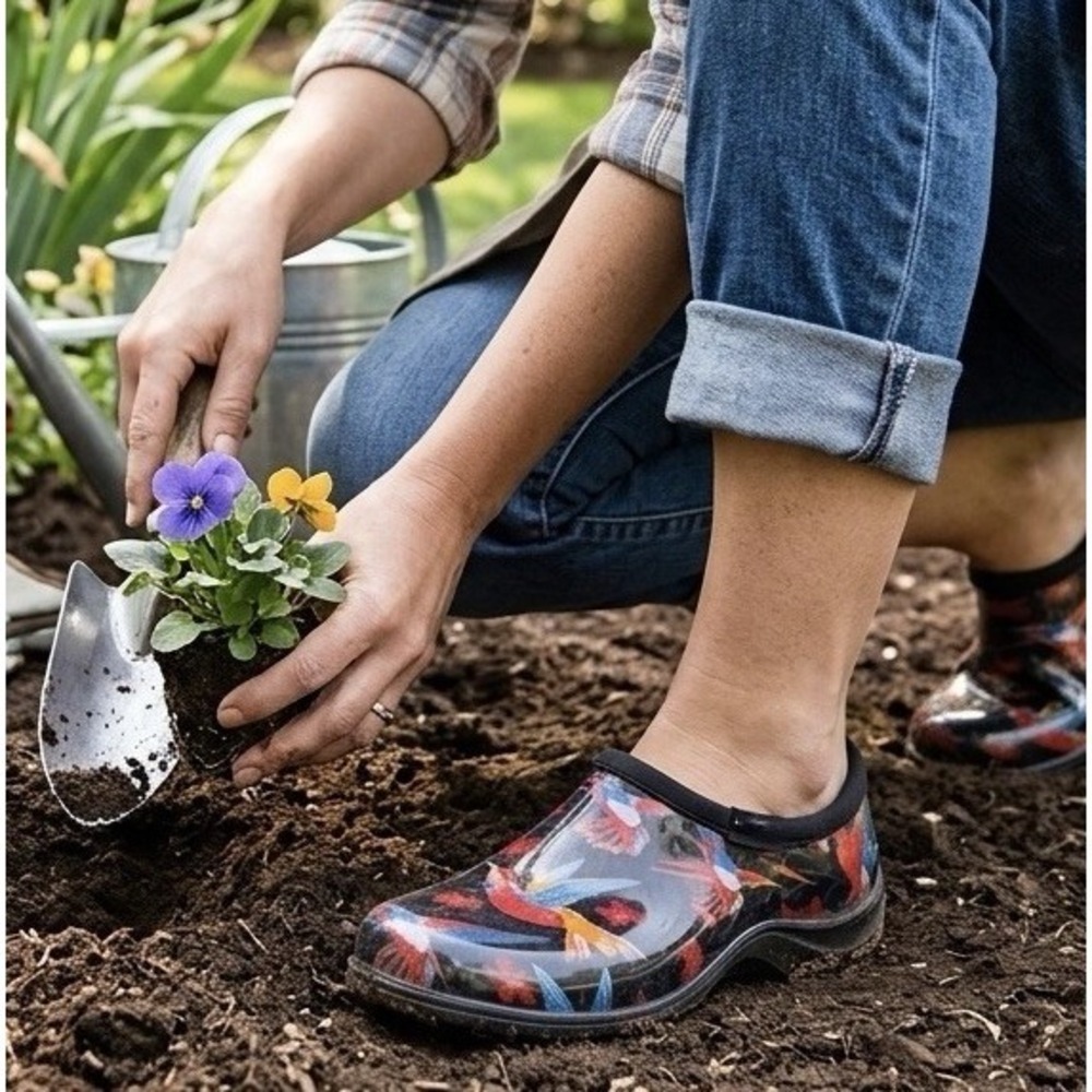 Sloggers Waterproof Rain Comfort Shoes Sz 9 Hummingbird Red Gardening Clogs NEW